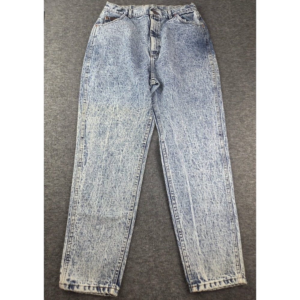 Lee Jeans Women 18 MED Blue Acid Wash High Waist Tapered Leg Vintage 90s USA - Picture 2 of 8